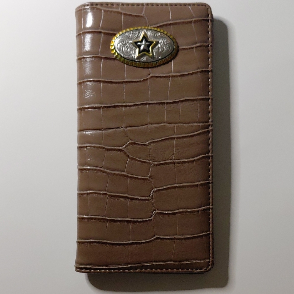Tan Crocodile Pattern Wallet with Star Accent